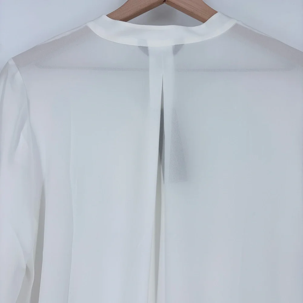 Banana Republic White Sheer Long Sleeve Blouse Ruffled Cuffs NWT - Picture 7 of 8